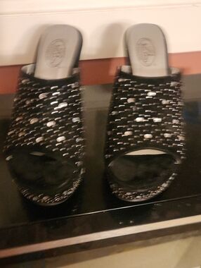 Summer Rio Black Embellished Slide Mules